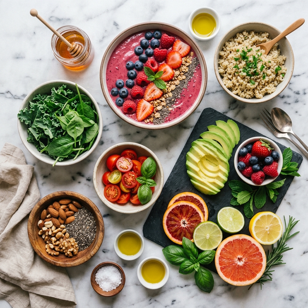 Beautiful healthy food arrangement